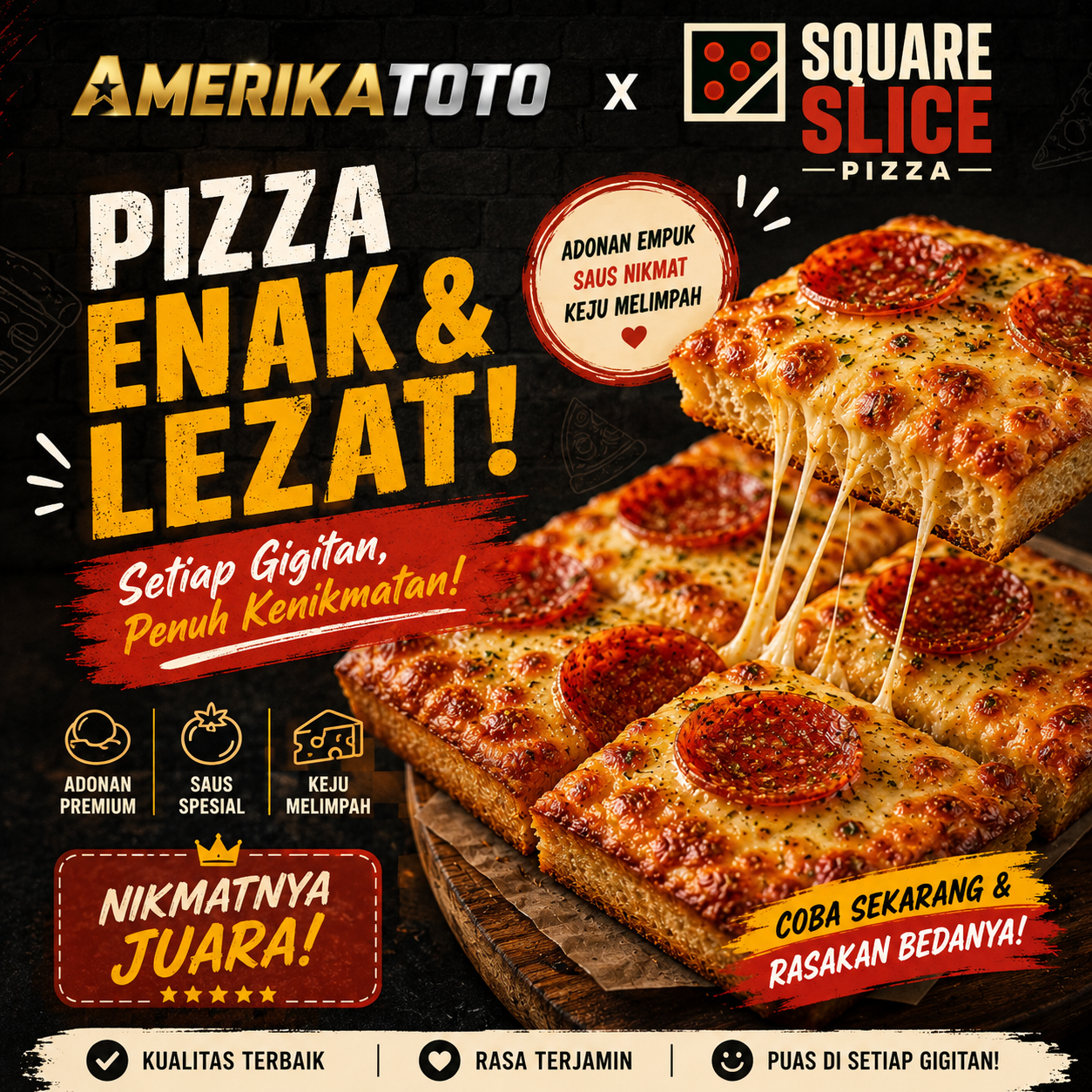Galeri foto AMERIKATOTO: Square Slice Pizzeria Untuk Para Peicinta Pizza di Jakarta